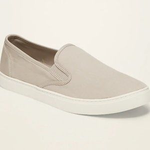 Taupe Canvas Slip-On Sneakers